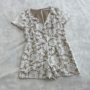 Trina Turk Beige and White Lace Detail